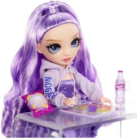 Rainbow High Sparkle and Shine - Viola (Morado) - Muñeca de Moda de 28 cm con Destellos Líquidos en Las Piernas, Agítalas para Verlas Brillar, Ideal para Niños y Niñas de 4 a 12 Años