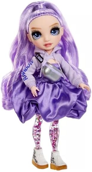 Rainbow High Sparkle and Shine - Viola (Morado) - Muñeca de Moda de 28 cm con Destellos Líquidos en Las Piernas, Agítalas para Verlas Brillar, Ideal para Niños y Niñas de 4 a 12 Años