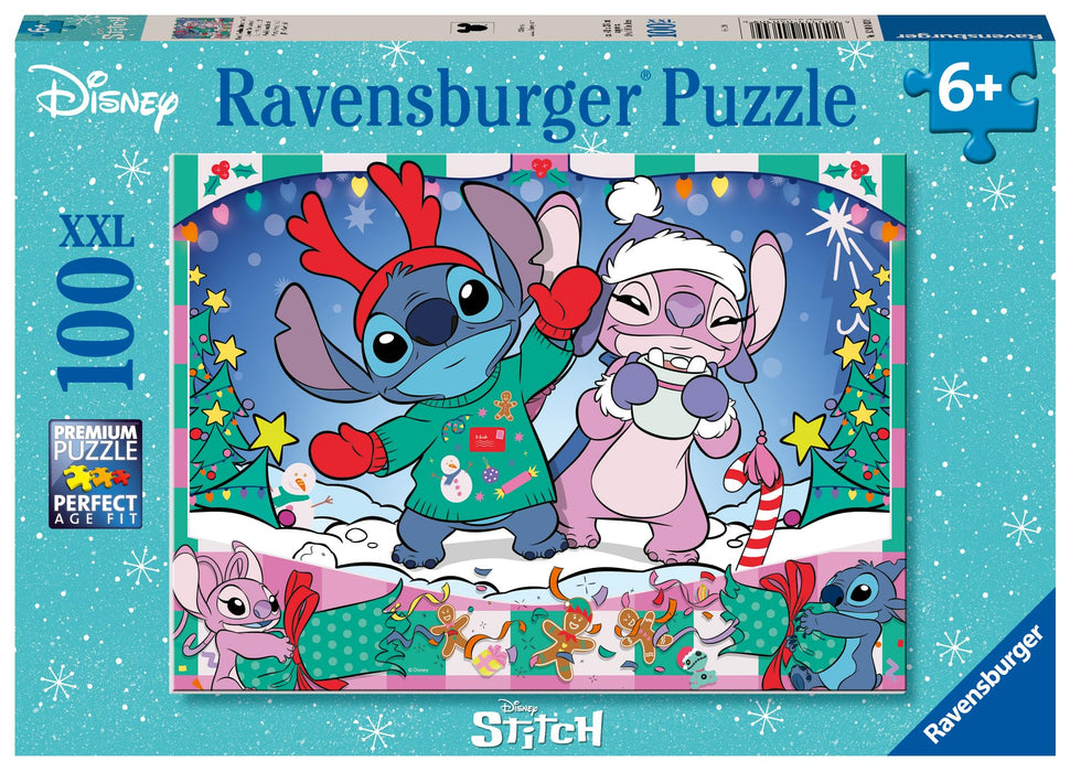 Ravensburger Disney Stitch Gifts for Girls - 2024 Christmas Jigsaw Puzzles Kids Age 6 Years Up - 100 Pieces XXL - Merry Everything