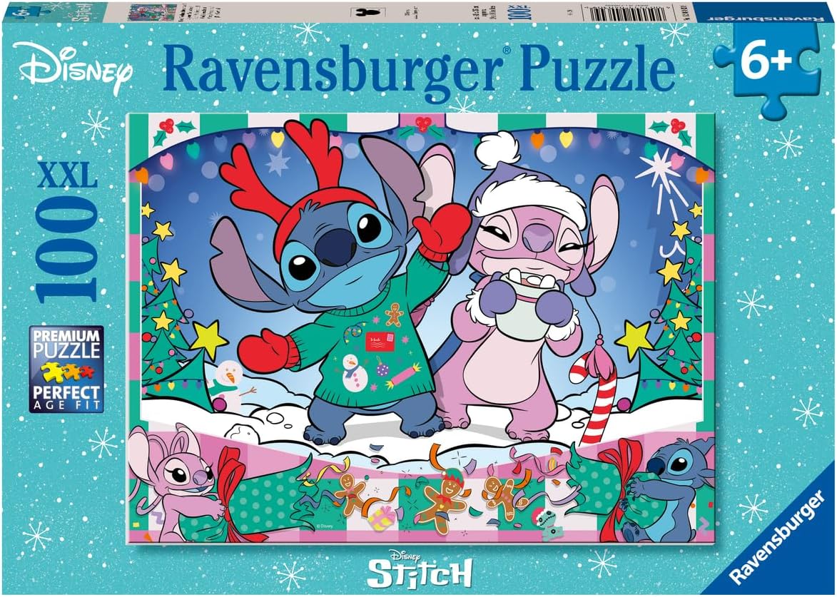 Ravensburger Disney Stitch Gifts for Girls - 2024 Christmas Jigsaw Puzzles Kids Age 6 Years Up - 100 Pieces XXL - Merry Everything