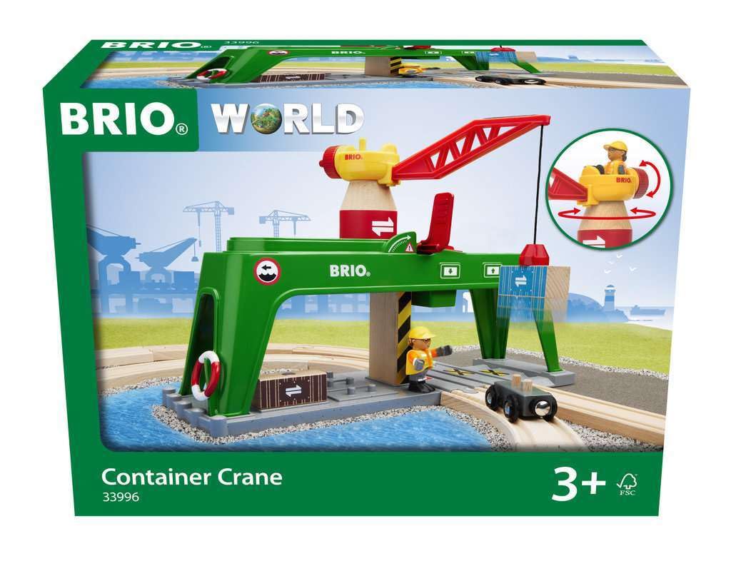 BRIO World Container Crane for Kids Age 3 Years Up - Wooden Railway Train Accessories and Add Ons