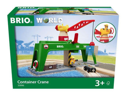 BRIO World Container Crane for Kids Age 3 Years Up - Wooden Railway Train Accessories and Add Ons