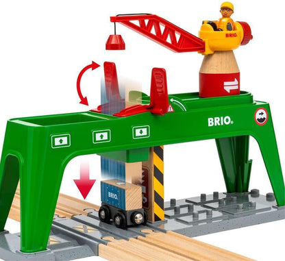 BRIO World Container Crane for Kids Age 3 Years Up - Wooden Railway Train Accessories and Add Ons