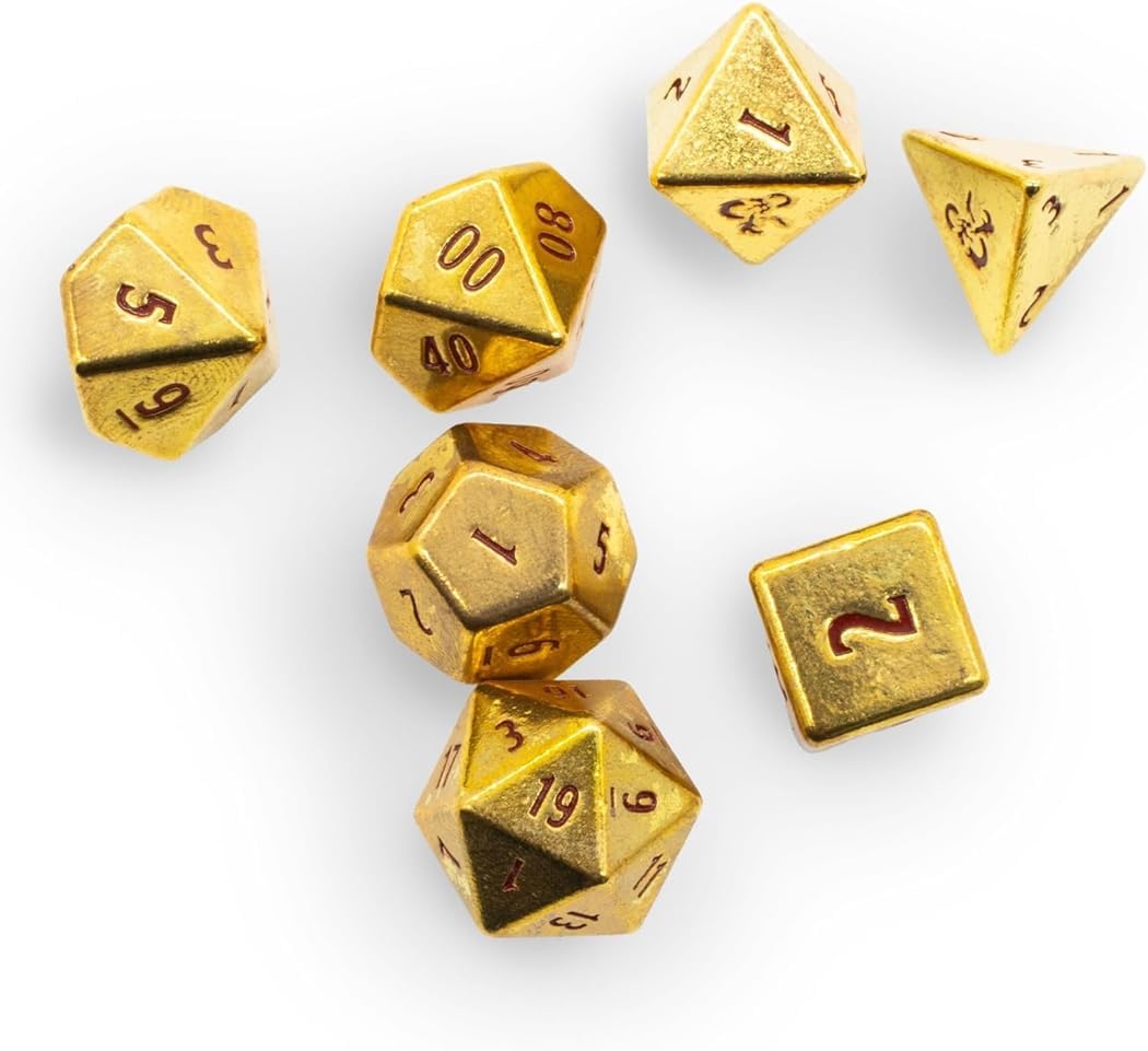 Ultra PRO - 50th Anniversary Heavy Metal 7 RPG Dice Set for Dungeons & Dragons, Premium Tabletop Gaming Accessories, Roleplaying Set, Collectible RPG dice, zinc Alloy for Gamers