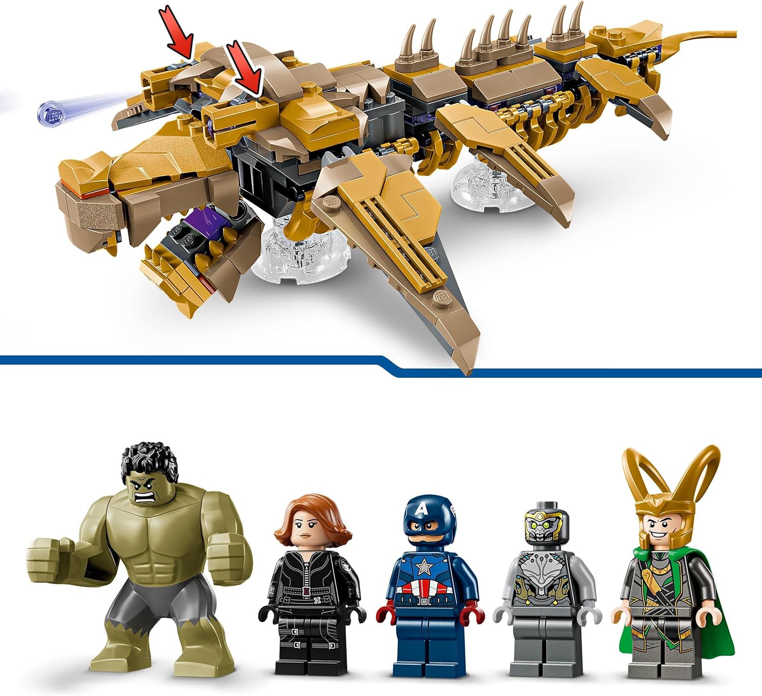 LEGO Marvel The Avengers vs. The Leviathan, Buildable Kids’ Toy, Hulk Figure plus Captain America, Loki, Black Widow and Chitauri Minifigures, for Boys and Girls Aged 7 and Over 76290