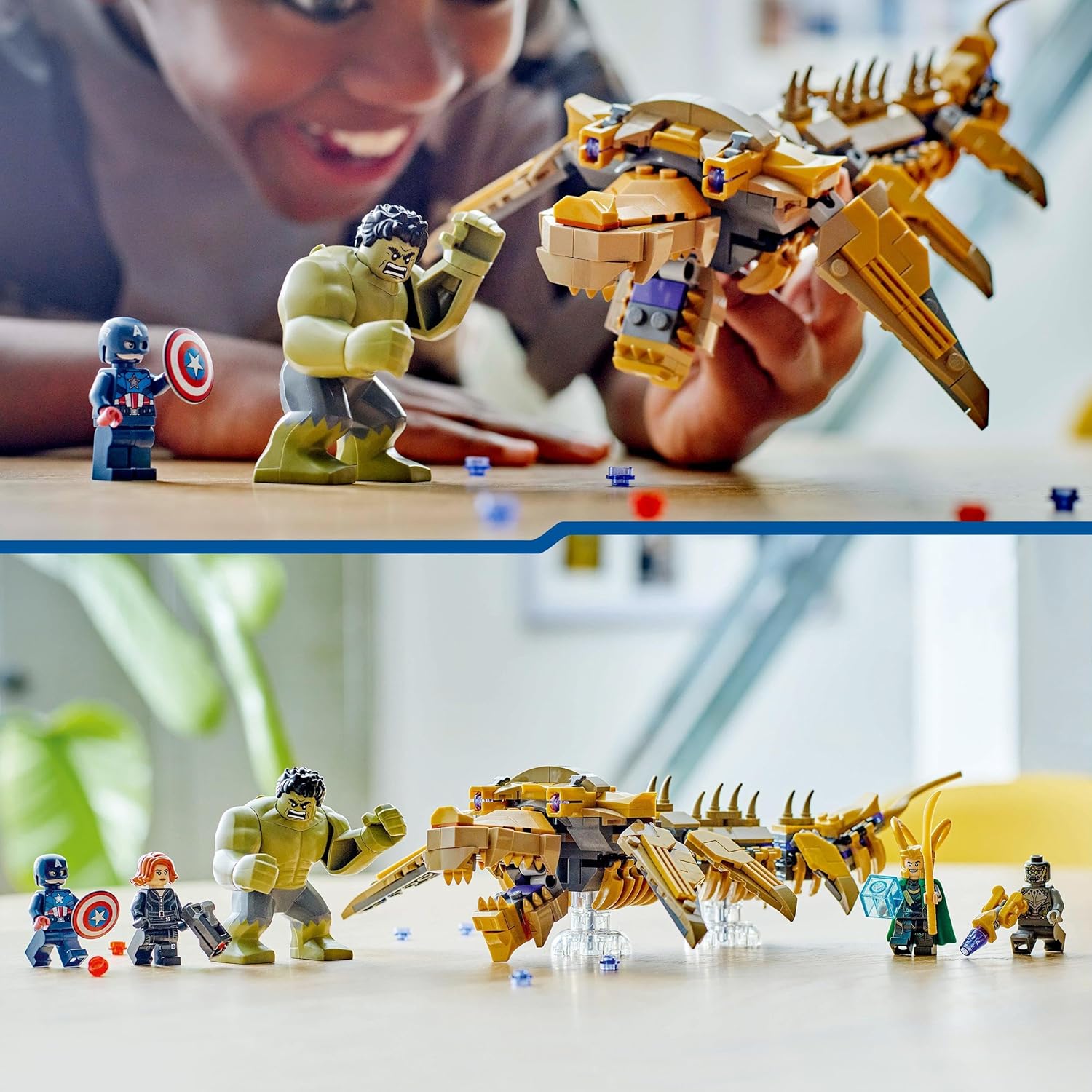 LEGO Marvel The Avengers vs. The Leviathan, Buildable Kids’ Toy, Hulk Figure plus Captain America, Loki, Black Widow and Chitauri Minifigures, for Boys and Girls Aged 7 and Over 76290