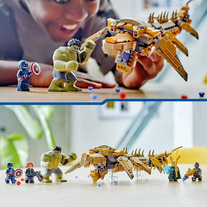 LEGO Marvel The Avengers vs. The Leviathan, Buildable Kids’ Toy, Hulk Figure plus Captain America, Loki, Black Widow and Chitauri Minifigures, for Boys and Girls Aged 7 and Over 76290