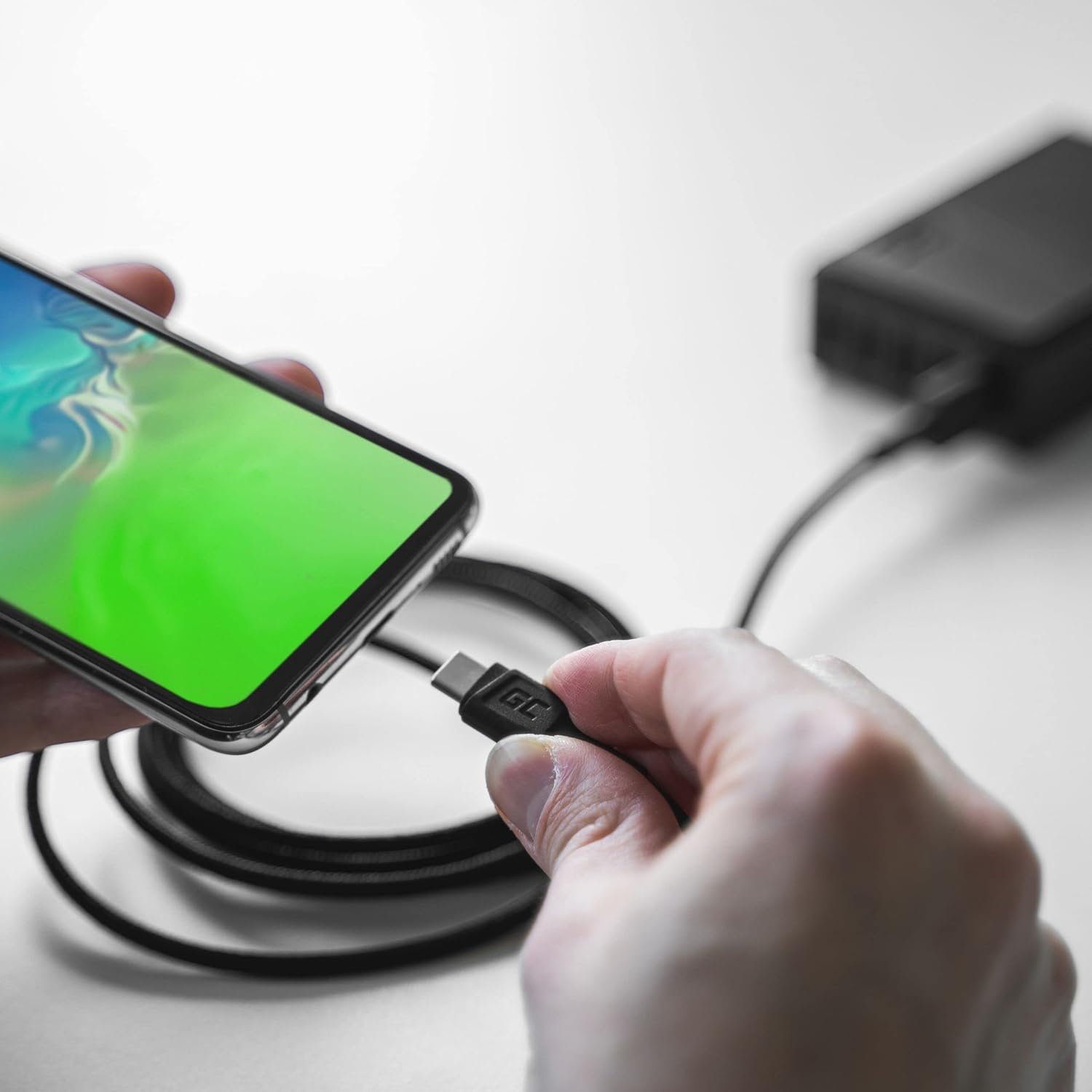 Green Cell Kabel USB-A - USB-C Typ-C 0.3m Kurzes Ladekabel Schwarz Schnellladekabel Kompatibel mit Samsung Galaxy S23 S22 S21 S20 Ultra S10 S9 S8+ | Note 20 10 9 8 | Android-Telefonen