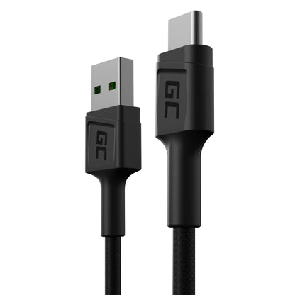 Green Cell Kabel USB-A - USB-C Typ-C 0.3m Kurzes Ladekabel Schwarz Schnellladekabel Kompatibel mit Samsung Galaxy S23 S22 S21 S20 Ultra S10 S9 S8+ | Note 20 10 9 8 | Android-Telefonen