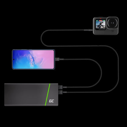 Green Cell Kabel USB-A - USB-C Typ-C 0.3m Kurzes Ladekabel Schwarz Schnellladekabel Kompatibel mit Samsung Galaxy S23 S22 S21 S20 Ultra S10 S9 S8+ | Note 20 10 9 8 | Android-Telefonen