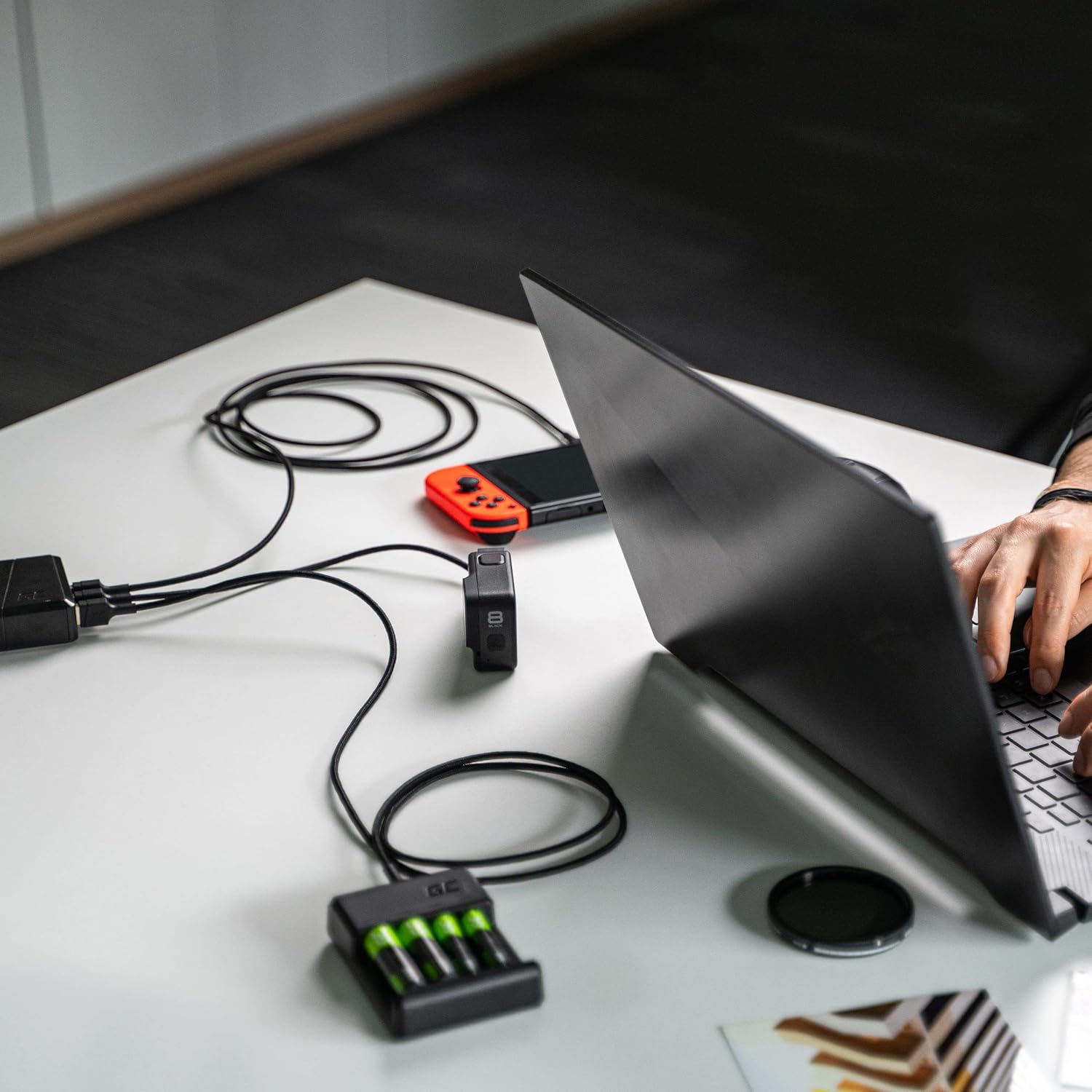 Green Cell Kabel USB-A - USB-C Typ-C 0.3m Kurzes Ladekabel Schwarz Schnellladekabel Kompatibel mit Samsung Galaxy S23 S22 S21 S20 Ultra S10 S9 S8+ | Note 20 10 9 8 | Android-Telefonen