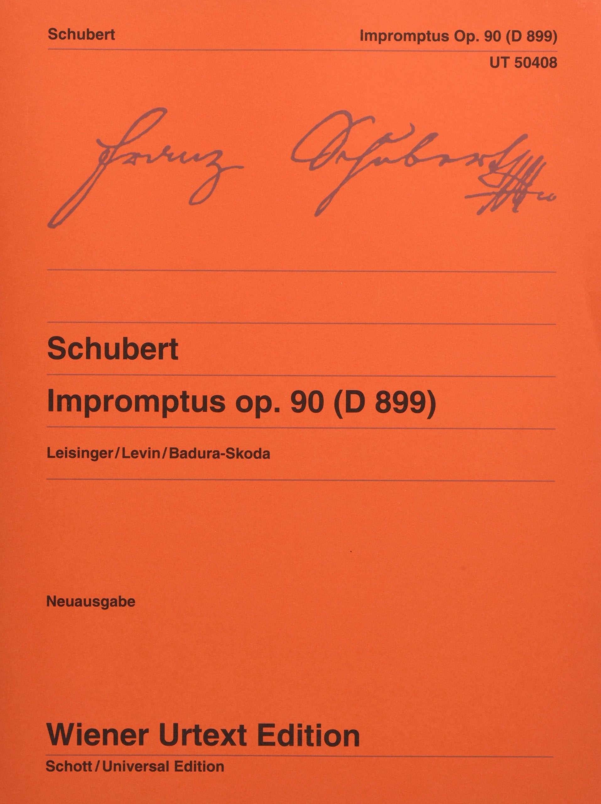 Impromptus op. 90 (D899) : Edité d'après les sources par Ulrich Leisinger, Notes sur l'interprétation de Rovert D. Levin, Dougté de Paul Badura-Skoda. op. 90. D 899. piano.
