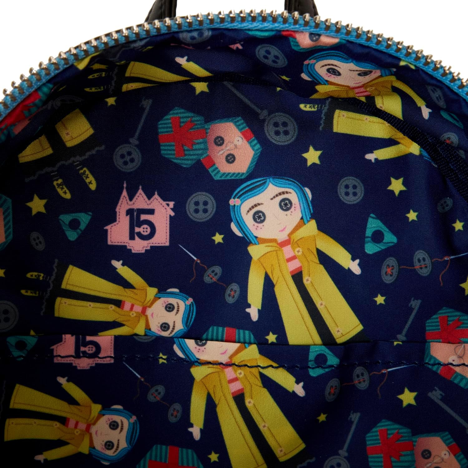 Loungefly Coraline Laika Doll Mini Rucksack zum 15. Jahrestag, Mehrfarbig/Meereswellen (Ocean Tides
