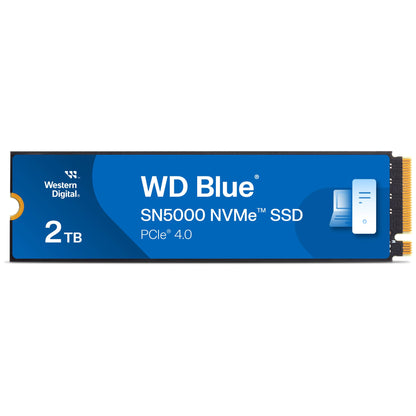 WD Blue SN5000 2TB SSD, Read speeds up to 5150 MB/s, NVMe SSD, Internal SSD, PCIe Gen4, Free Acronis True Image data migration software, internal solid state drive.