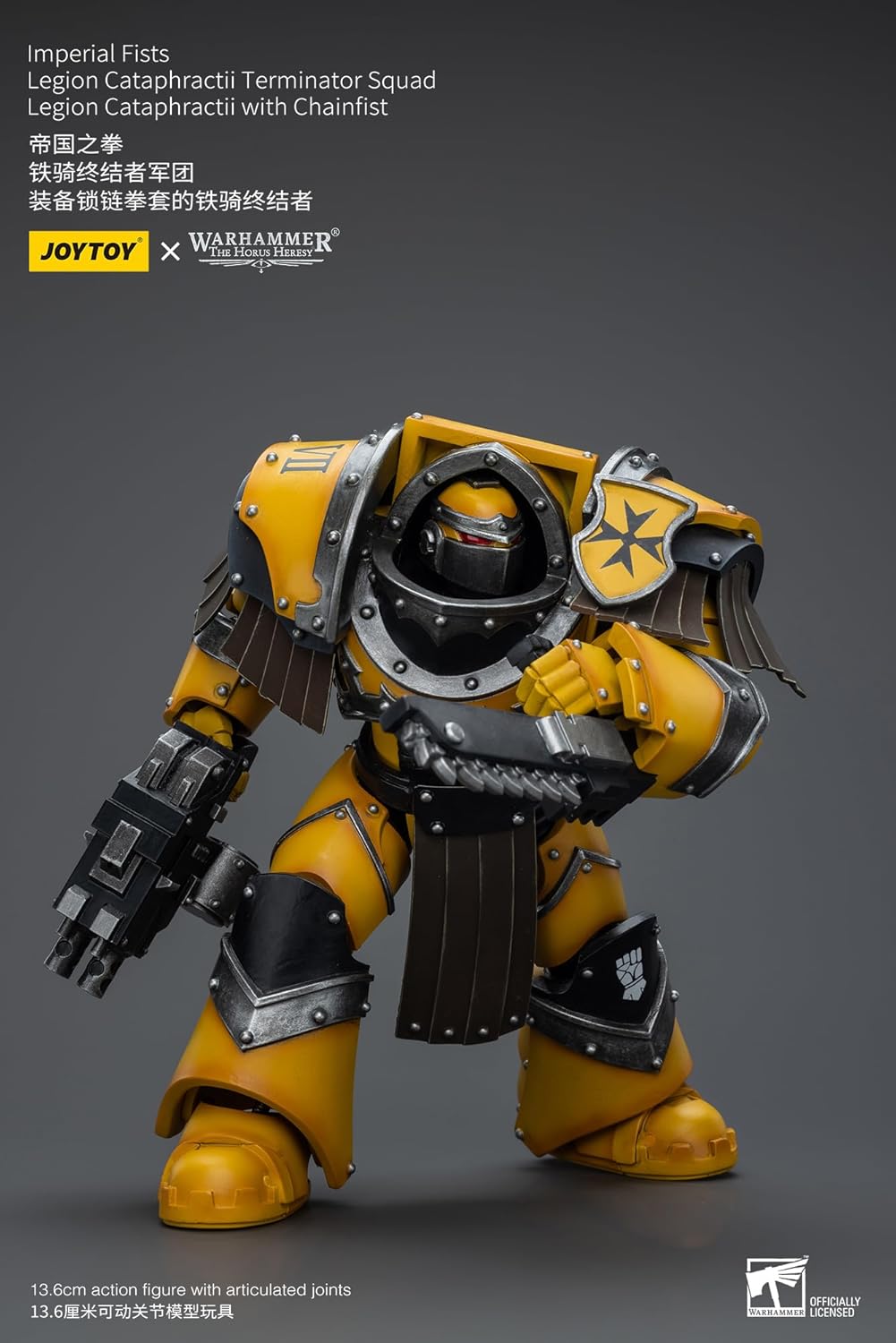 JoyToy Warhammer 40K: Imperial Fists Legion Cataphractii Terminator Squad Legion Cataphractii with Chainfist 1:18 Scale Figure