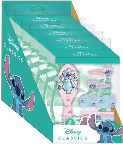 Stitch schoonheidsset voor kinderen, meerkleurig, ideaal om je kleintjes te verrassen, bevat 1 haarelastiek van stof, 4 haarelastiekjes, borstel en 2 haarspelden. Origineel product, ontworpen in