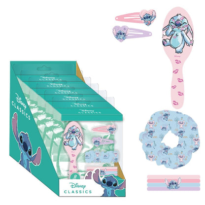 Stitch schoonheidsset voor kinderen, meerkleurig, ideaal om je kleintjes te verrassen, bevat 1 haarelastiek van stof, 4 haarelastiekjes, borstel en 2 haarspelden. Origineel product, ontworpen in