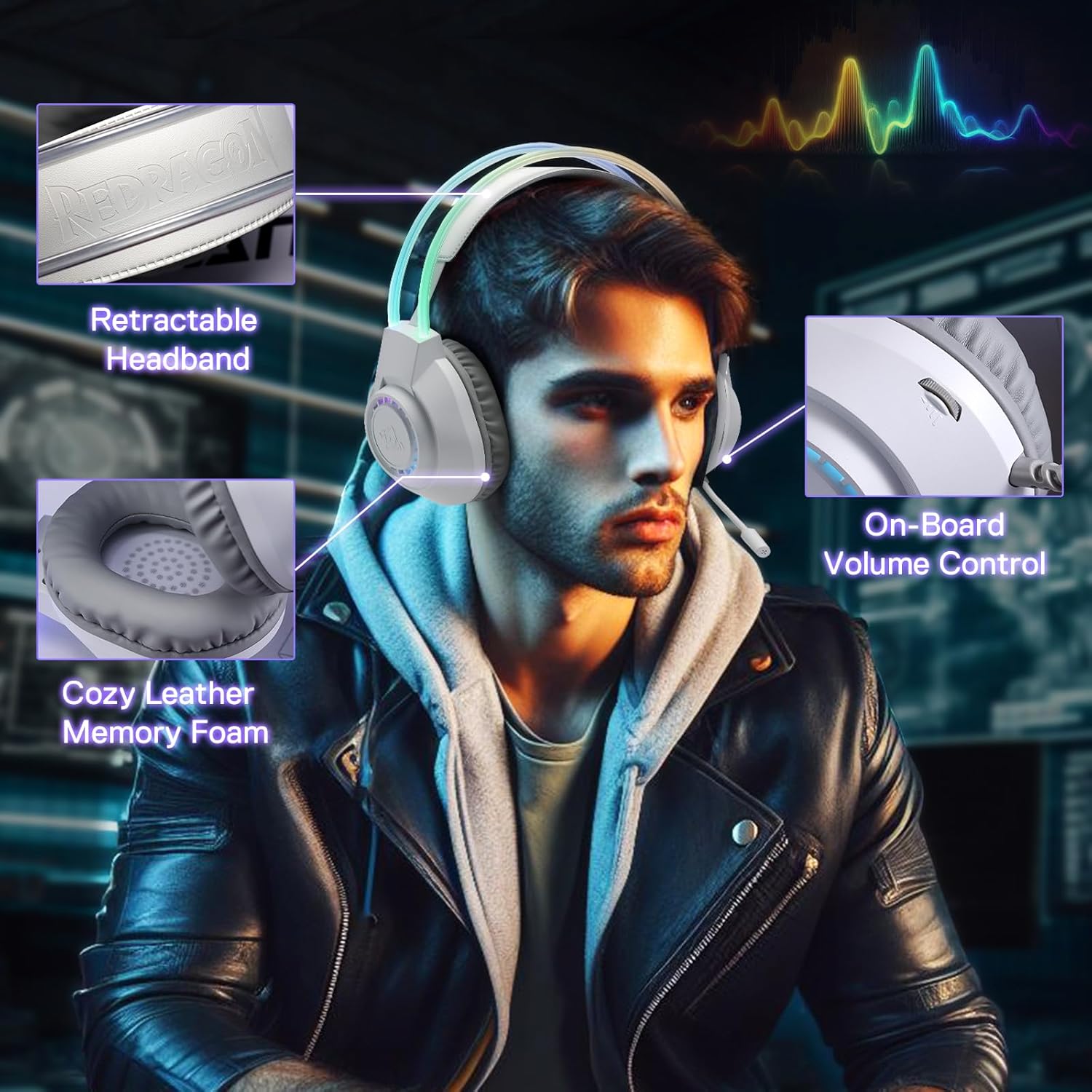 Headset - Redragon Screamh231 Rgb Wired White