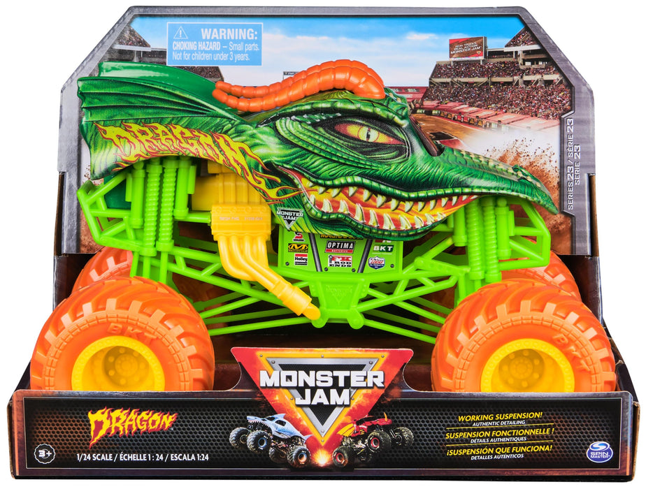 Monster Jam, Official Dragon Monster Truck, Collector Die-Cast Vehicle, 1:24 Scale, Kids’ Toys for Boys and Girls Aged 3 and up