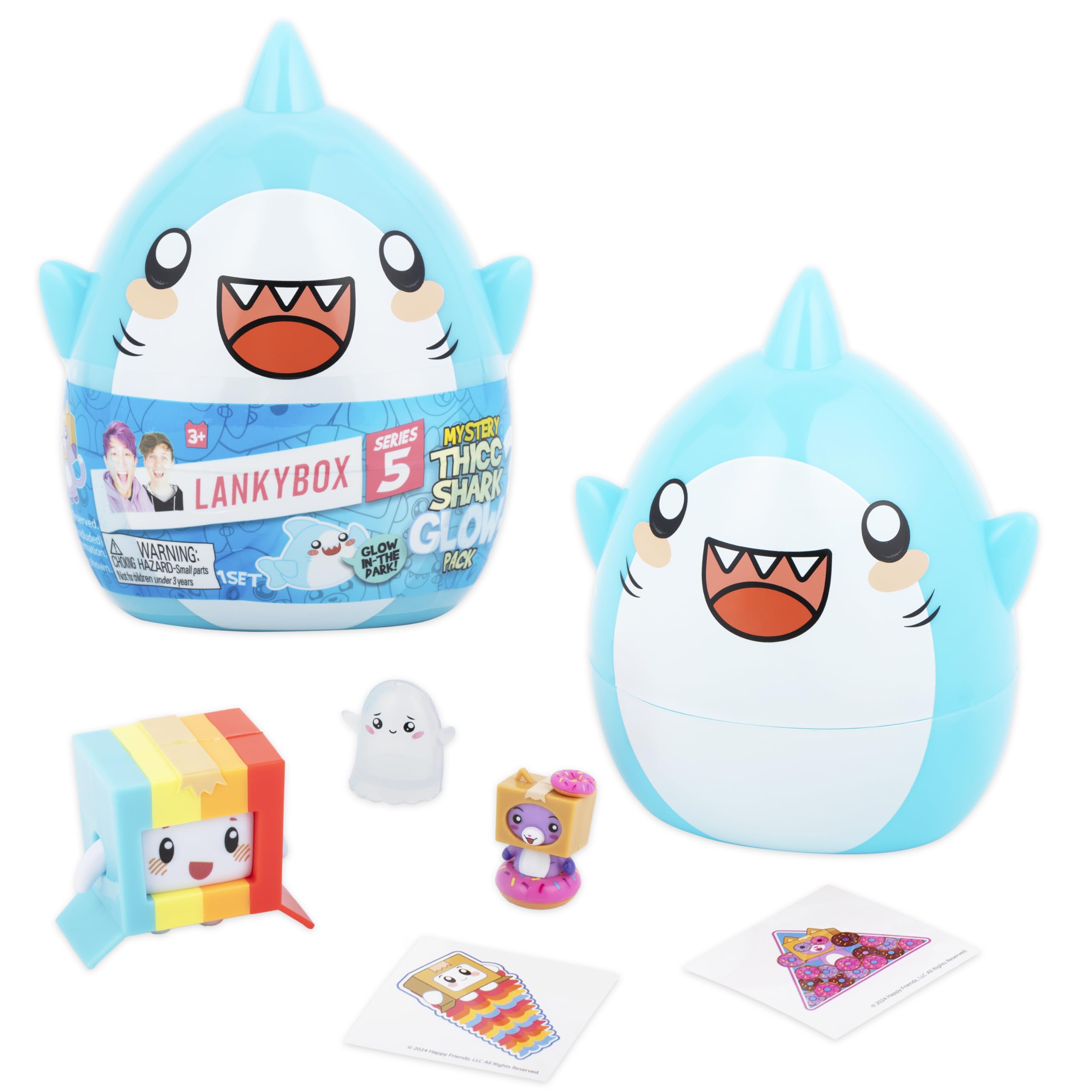 LankyBox Mystery Thicc Shark Glow Pack with 5 Exciting Toys to Discover inside, Officially Licensed Merch