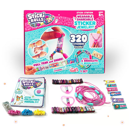 Sky Castle Sticki Rolls Sticki Station, adesivi condivisibili indossabili, kit fai da te per gioielli, braccialetti e collane