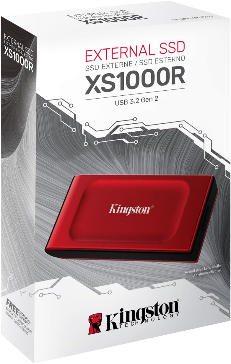 Kingston XS1000 1TB External SSD USB 3.2 Gen 2 Portable Solid State Drive Red -SXS1000R/1000G