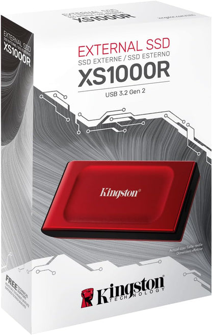 Kingston XS1000 1TB External SSD USB 3.2 Gen 2 Portable Solid State Drive Red -SXS1000R/1000G