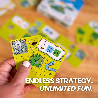 Confusing Lands | Whimsical Themed Travel Size Board Game You Can Play Anywhere | Strategic Card Placement Game | Solo Game Mode | 1-2 Players, Ages 10+ | Easy to Learn and Play | Tiny Game Series