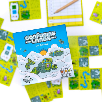 Confusing Lands | Whimsical Themed Travel Size Board Game You Can Play Anywhere | Strategic Card Placement Game | Solo Game Mode | 1-2 Players, Ages 10+ | Easy to Learn and Play | Tiny Game Series