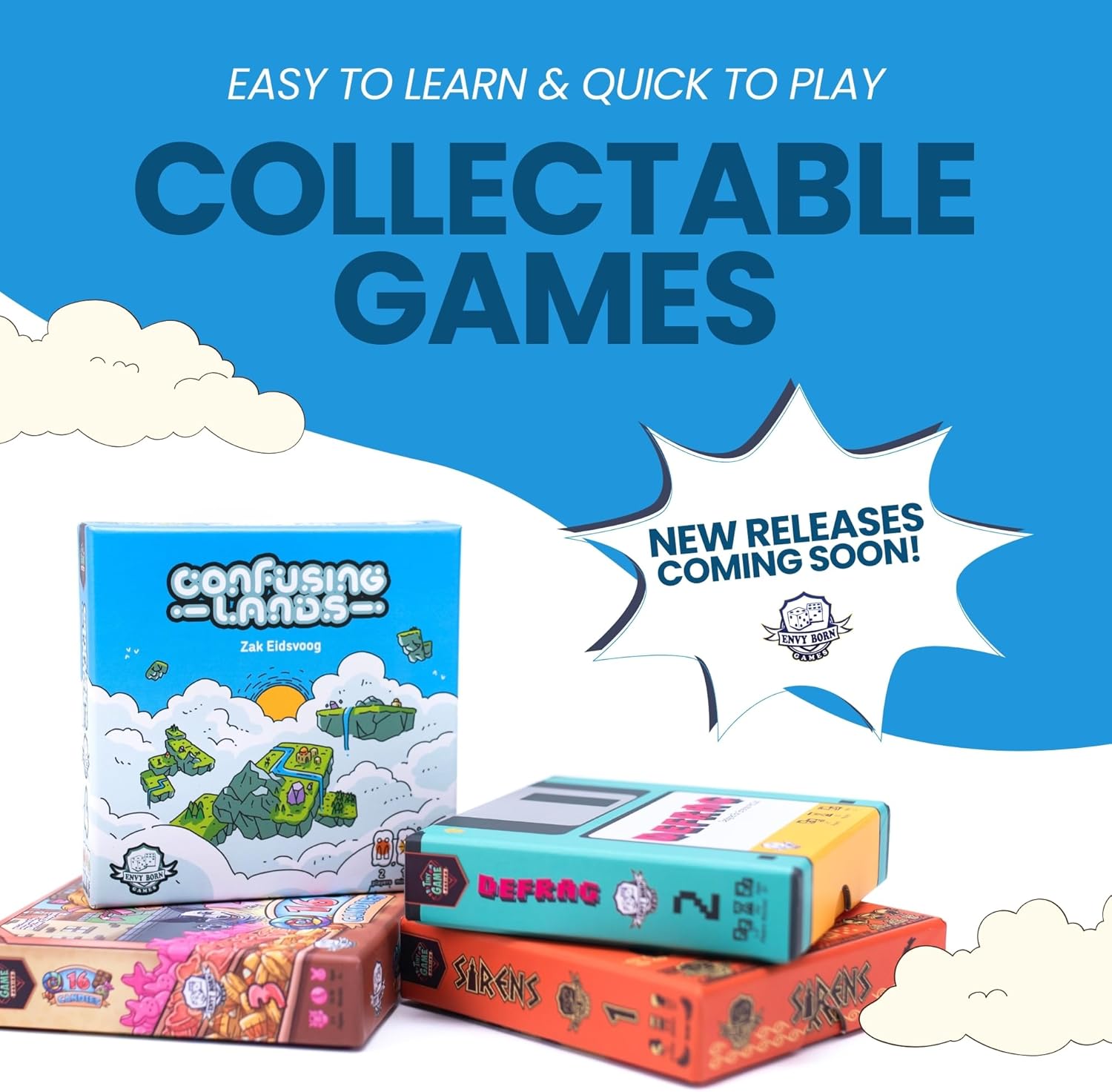 Confusing Lands | Whimsical Themed Travel Size Board Game You Can Play Anywhere | Strategic Card Placement Game | Solo Game Mode | 1-2 Players, Ages 10+ | Easy to Learn and Play | Tiny Game Series
