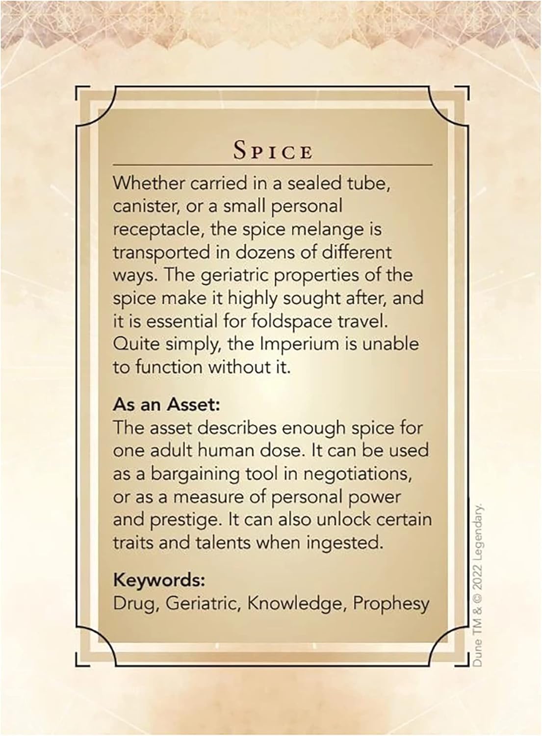 Dune: Asset Cards - Agent Expansion Deck - Dune Adventures in The Imperium, 56 Cards RPG Expansion, Accessory Pack, Each Card Details an Individual Asset, Role-Playing Game