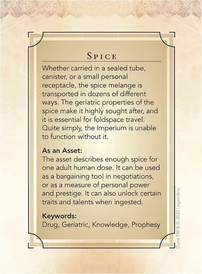 Dune: Asset Cards - Agent Expansion Deck - Dune Adventures in The Imperium, 56 Cards RPG Expansion, Accessory Pack, Each Card Details an Individual Asset, Role-Playing Game