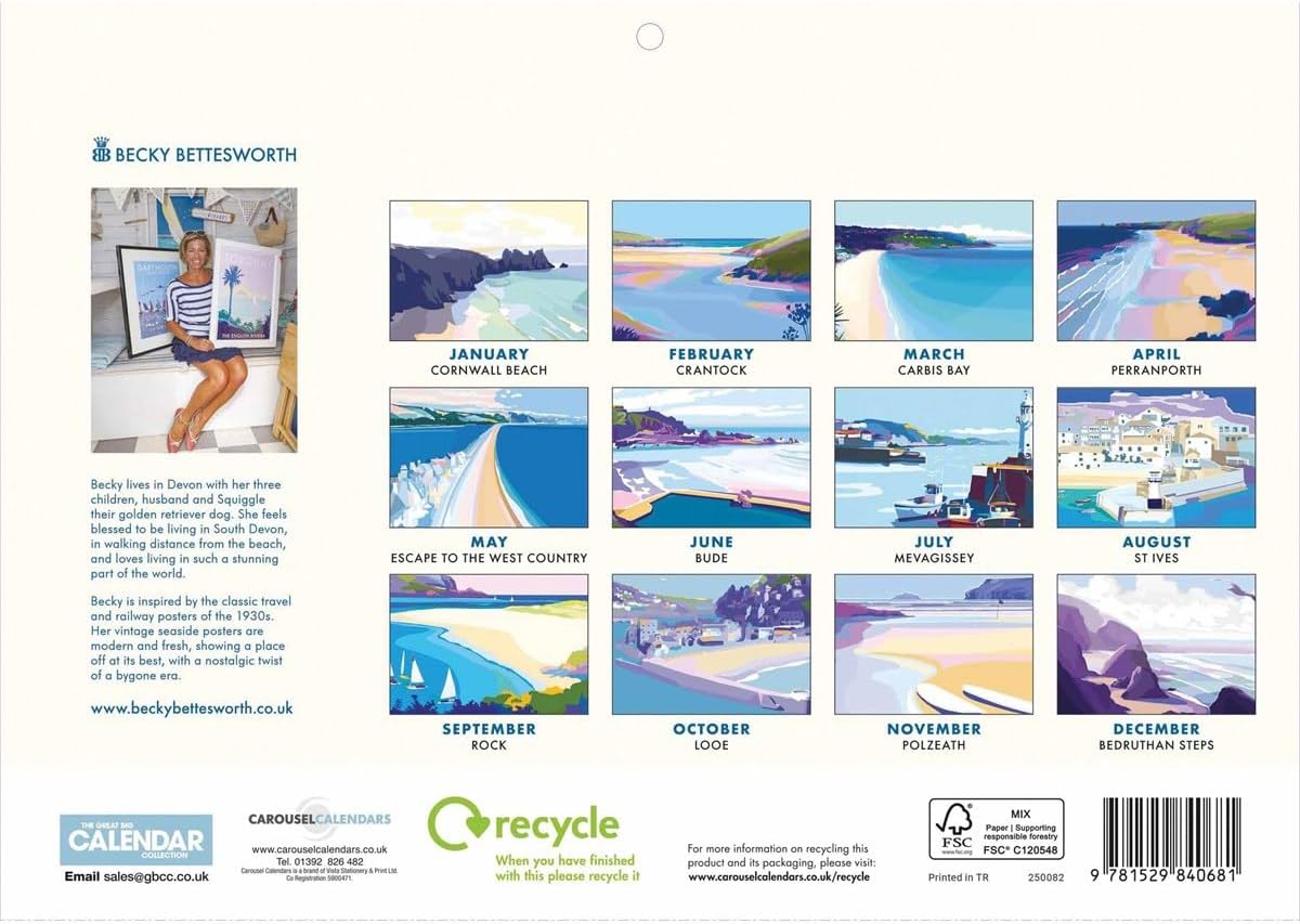 Cornwall Becky Bettesworth A4 Calendar 2025 (PFP)