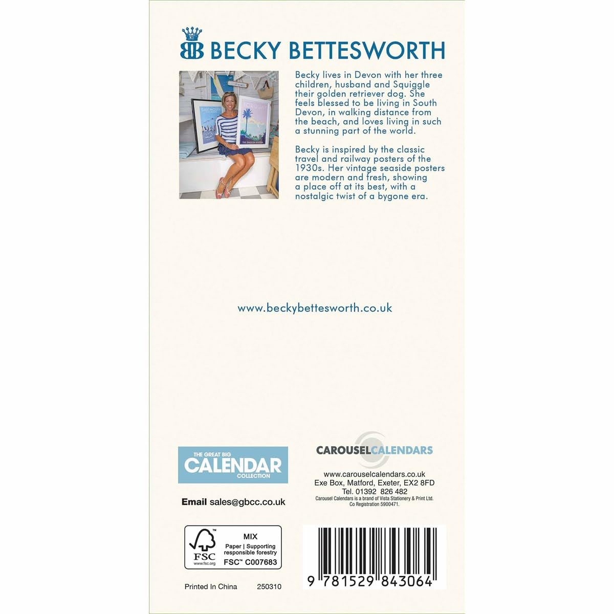 Carousel Calendars British Coastlines by Becky Bettesworth Slim Diary 2025 (PFP)