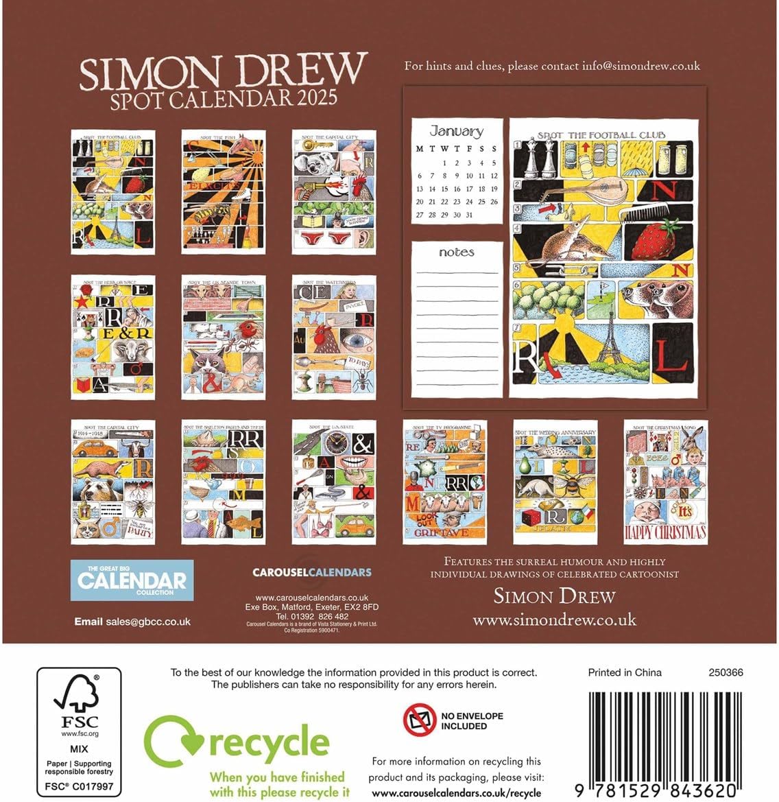 Simon Drew Easel Calendar 2025 (PFP)