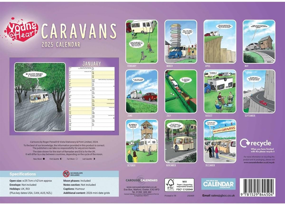 Caravans Young At Heart A4 Calendar 2025