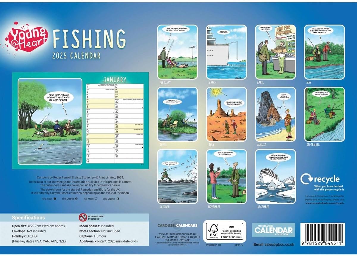 Fishing, Young At Heart A4 Calendar 2025