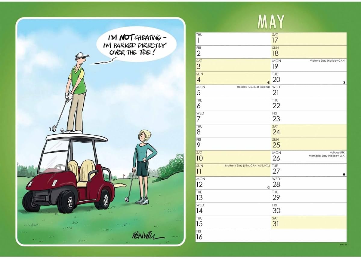 Golf, Young At Heart A4 Calendar 2025