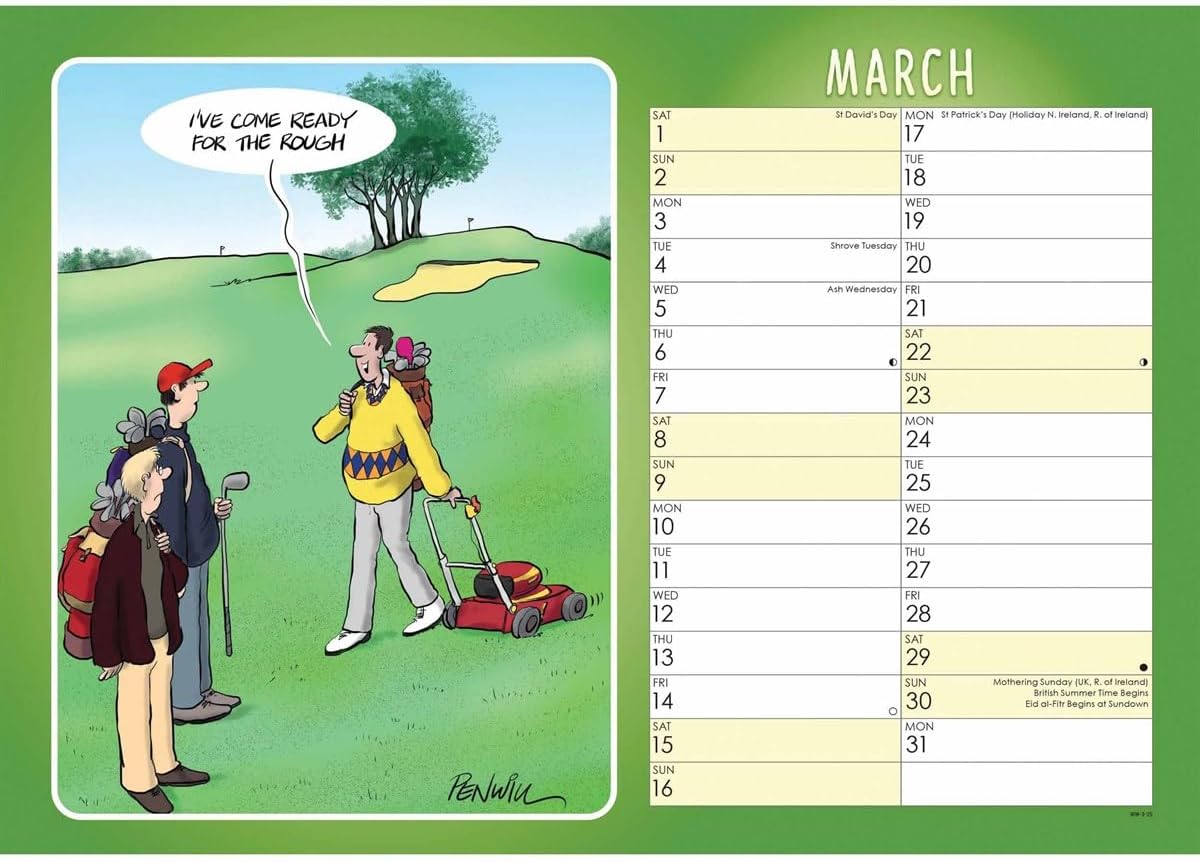 Golf, Young At Heart A4 Calendar 2025