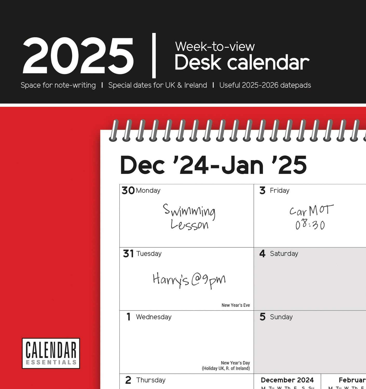 Essential (Week To View) Easel Calendar 2025 (PFP)