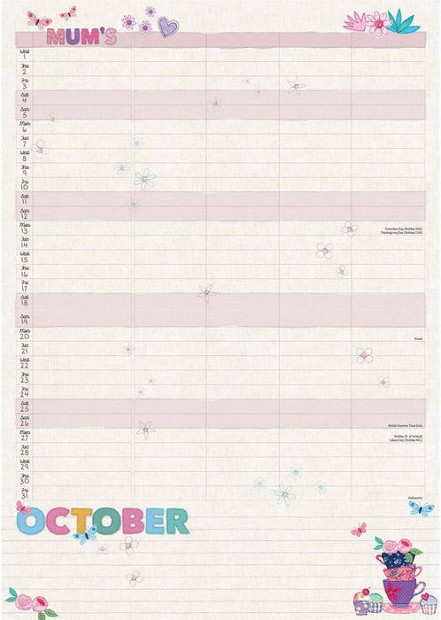 Mums Fabric & Buttons (Month To View) A4 Planner 2025 (PFP)