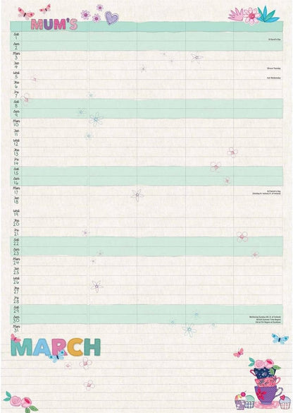 Mums Fabric & Buttons (Month To View) A4 Planner 2025 (PFP)