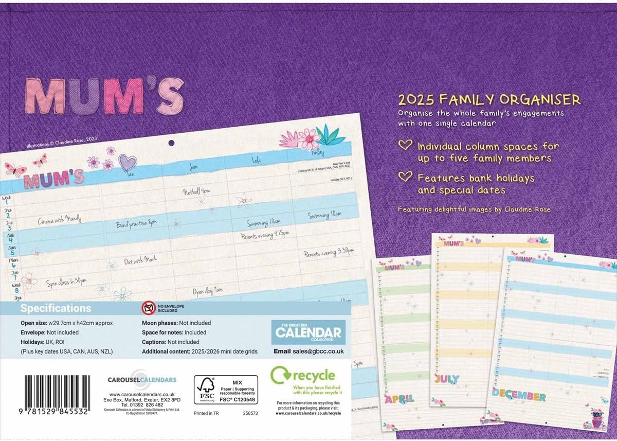 Mums Fabric & Buttons (Month To View) A4 Planner 2025 (PFP)