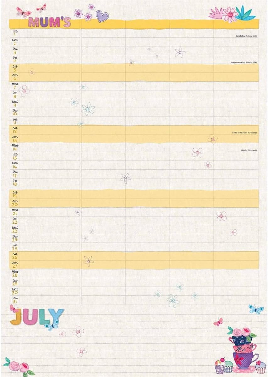 Mums Fabric & Buttons (Month To View) A4 Planner 2025 (PFP)