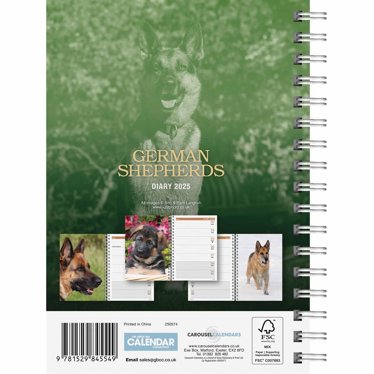 Carousel Calendars German Shepherds A5 Diary 2025 (PFP)