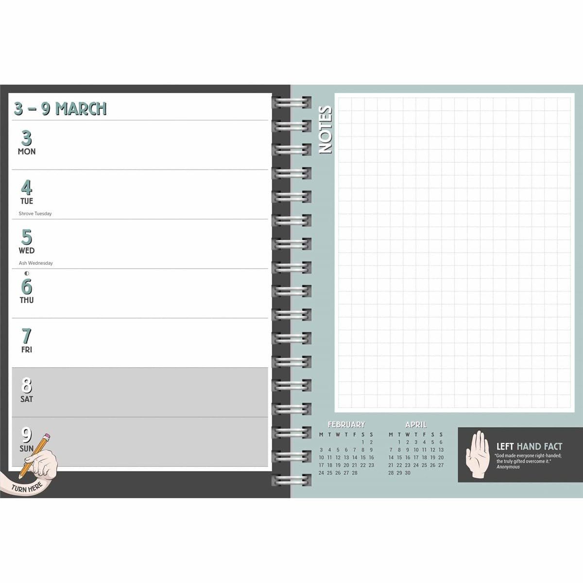 2025 Left Handed A5 Diary Wiro