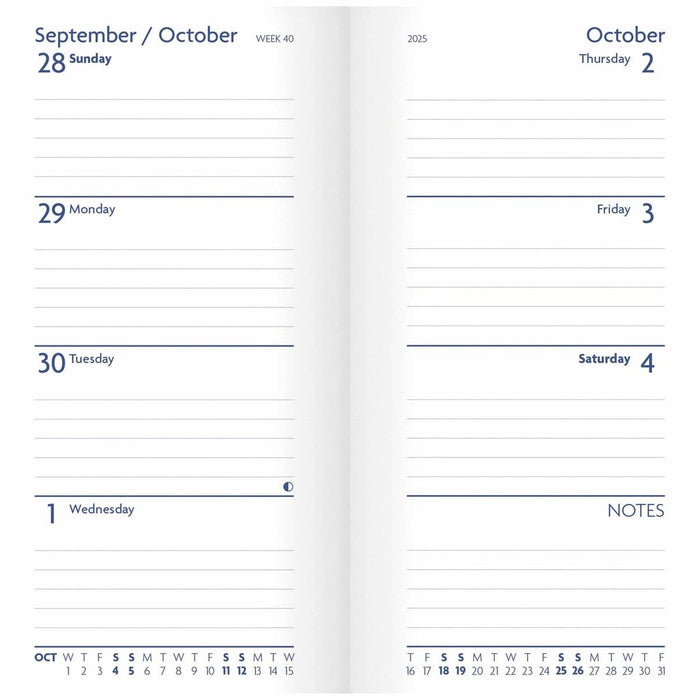 Carousel Calendars Fashion Diary (Sunday Start) Purple Soft Touch Slim Diary 2025 (PFP)