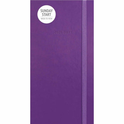 Carousel Calendars Fashion Diary (Sunday Start) Purple Soft Touch Slim Diary 2025 (PFP)