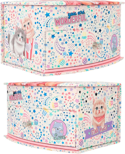 Depesche 12436 TOPModel Cutie Star Small Pink Jewellery Box with Mirror and Hinged Lid