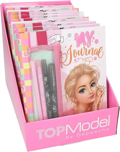 Depesche TOPModel 12716 TOPModel My Journal - Pink Pattern Notebook - Ring Binder for Journaling - Includes Pens, Stickers and ECC, Multicoloured